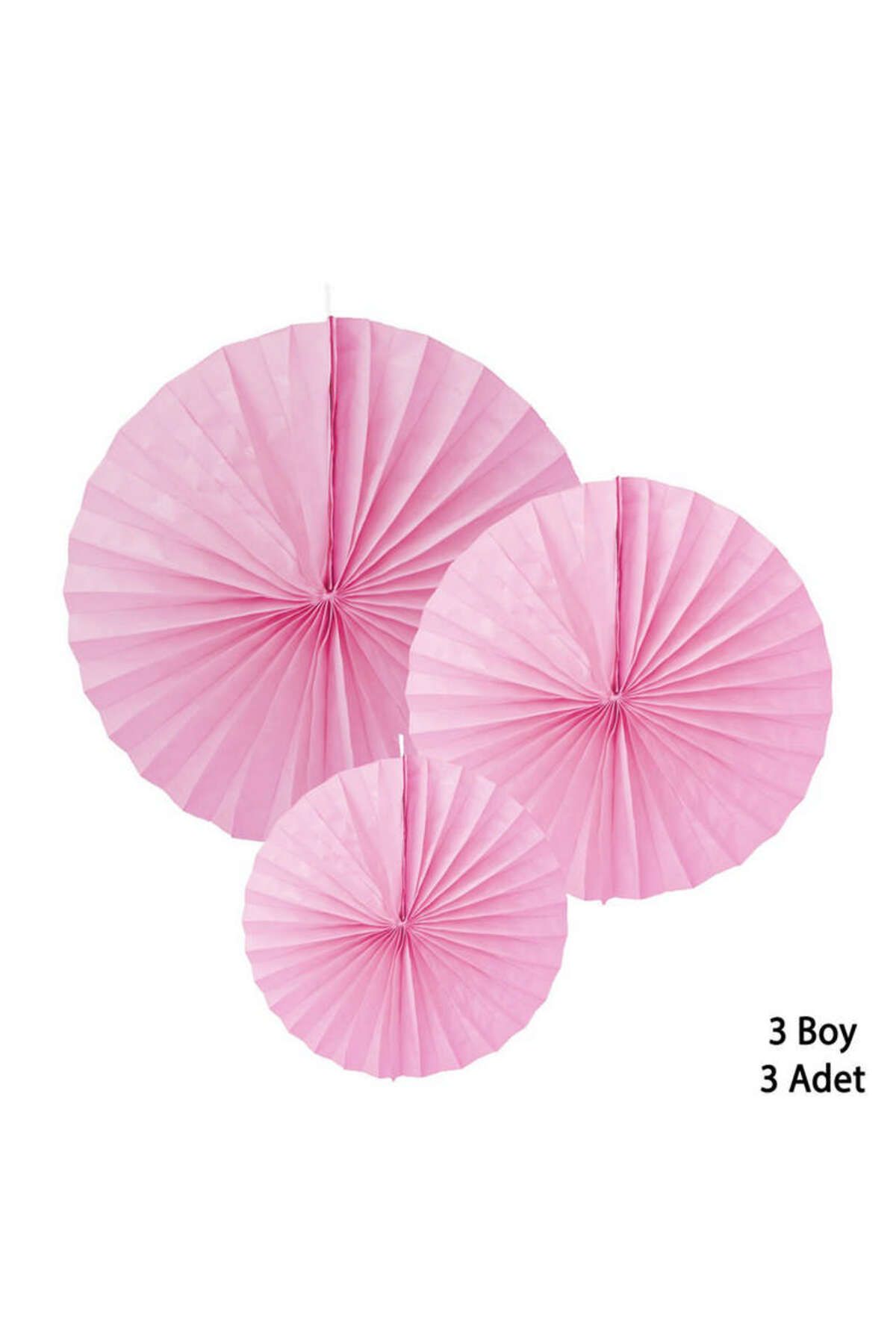 ZERO LAND - 3 adet Yelpaze Kağıt Süs Pembe 25 cm 1493817712