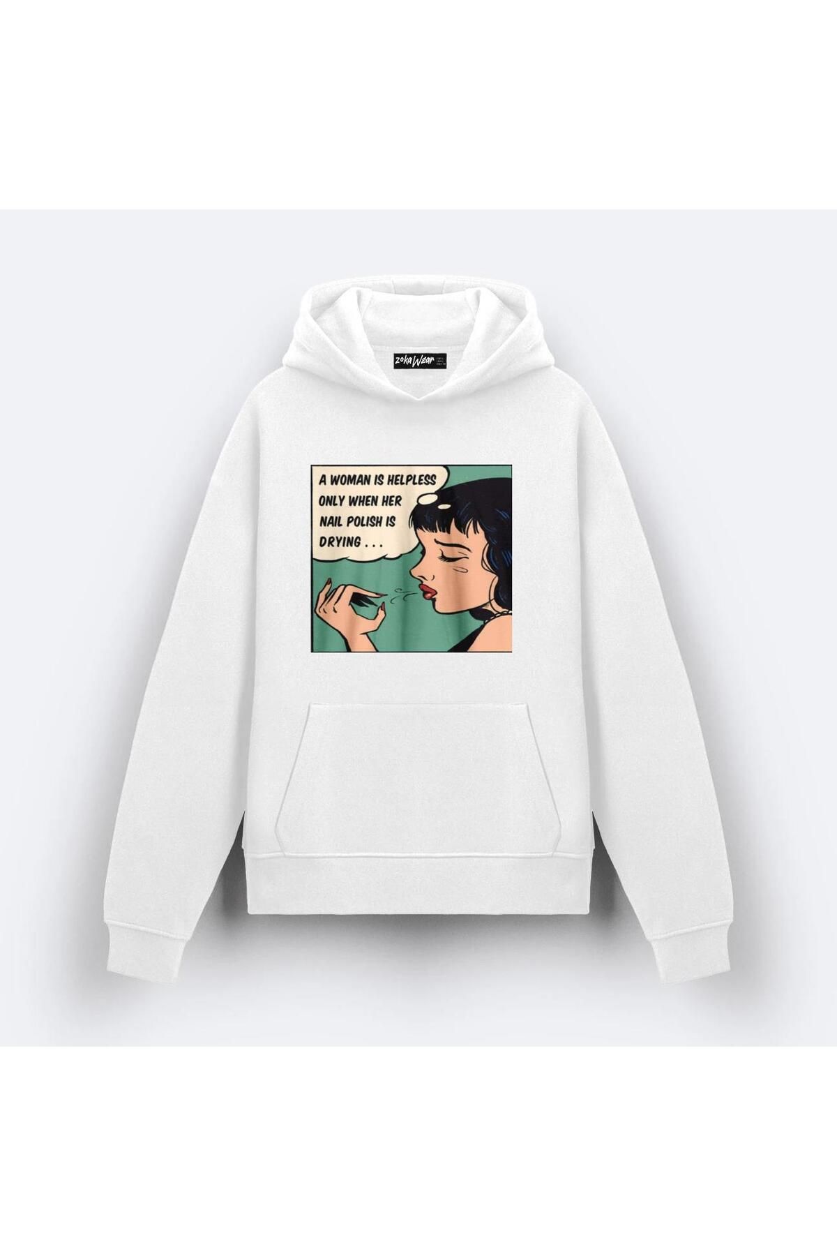 ZOKAWEAR Oje Süren Kadın Tasarım Tasarım Baskılı Kapşonlu Sweatshirt