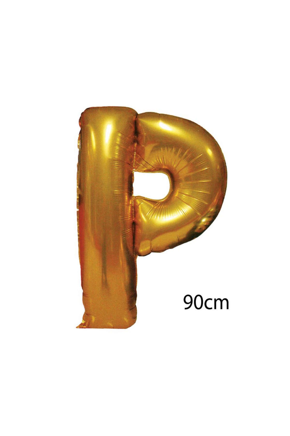 ZERO LAND - 40 inç P Harfi Folyo Balon Gold 100 cm YKTSN