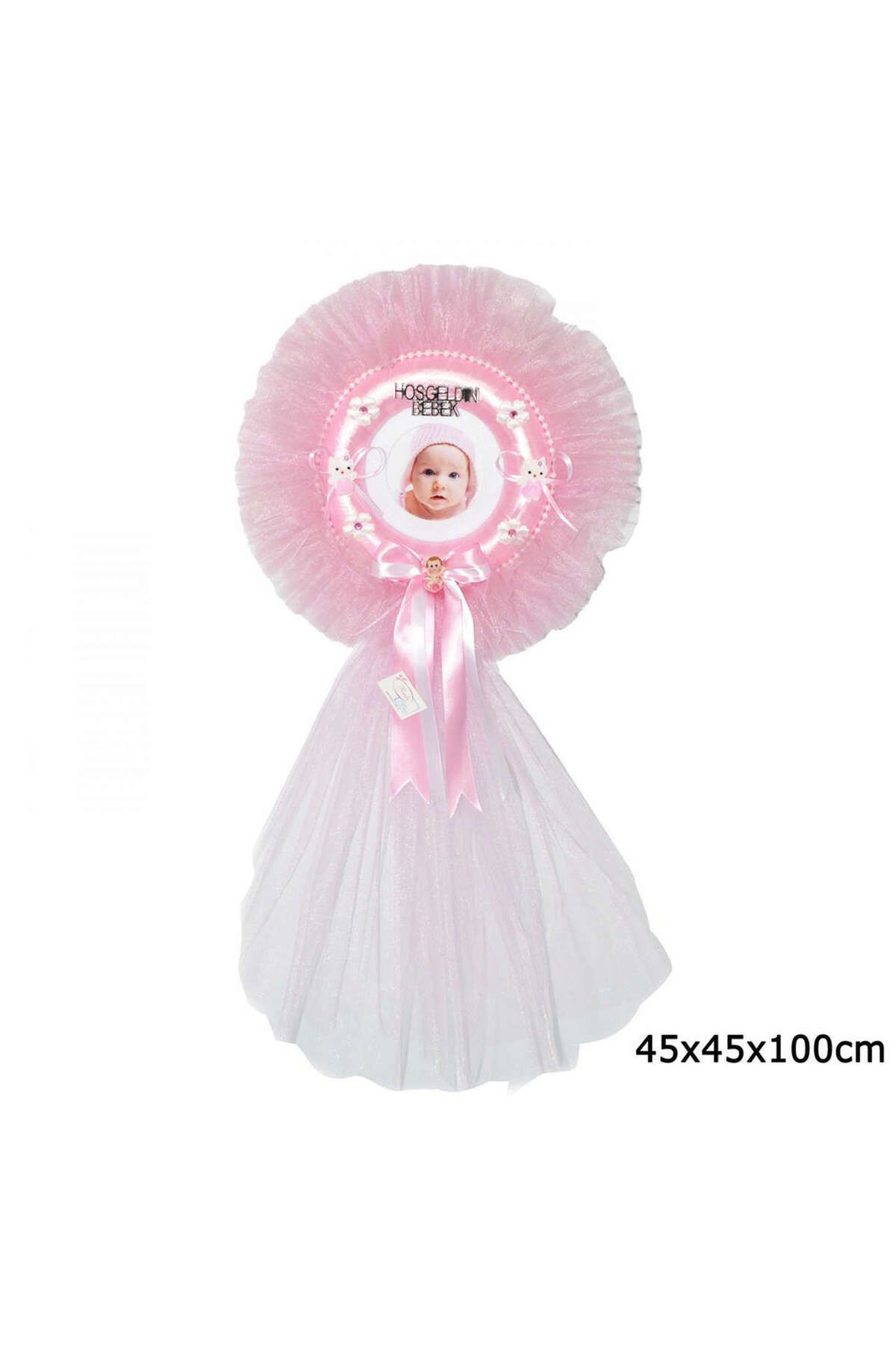 ZERO LAND - Yuvarlak Çerçeve Bebek Kapı Süsü Pembe 100 cm 1493959712