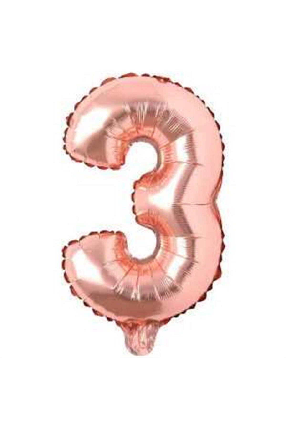 ZERO LAND - 16 inç 3 Rakamı Folyo Balon Rose Gold 40 cm YKTSN