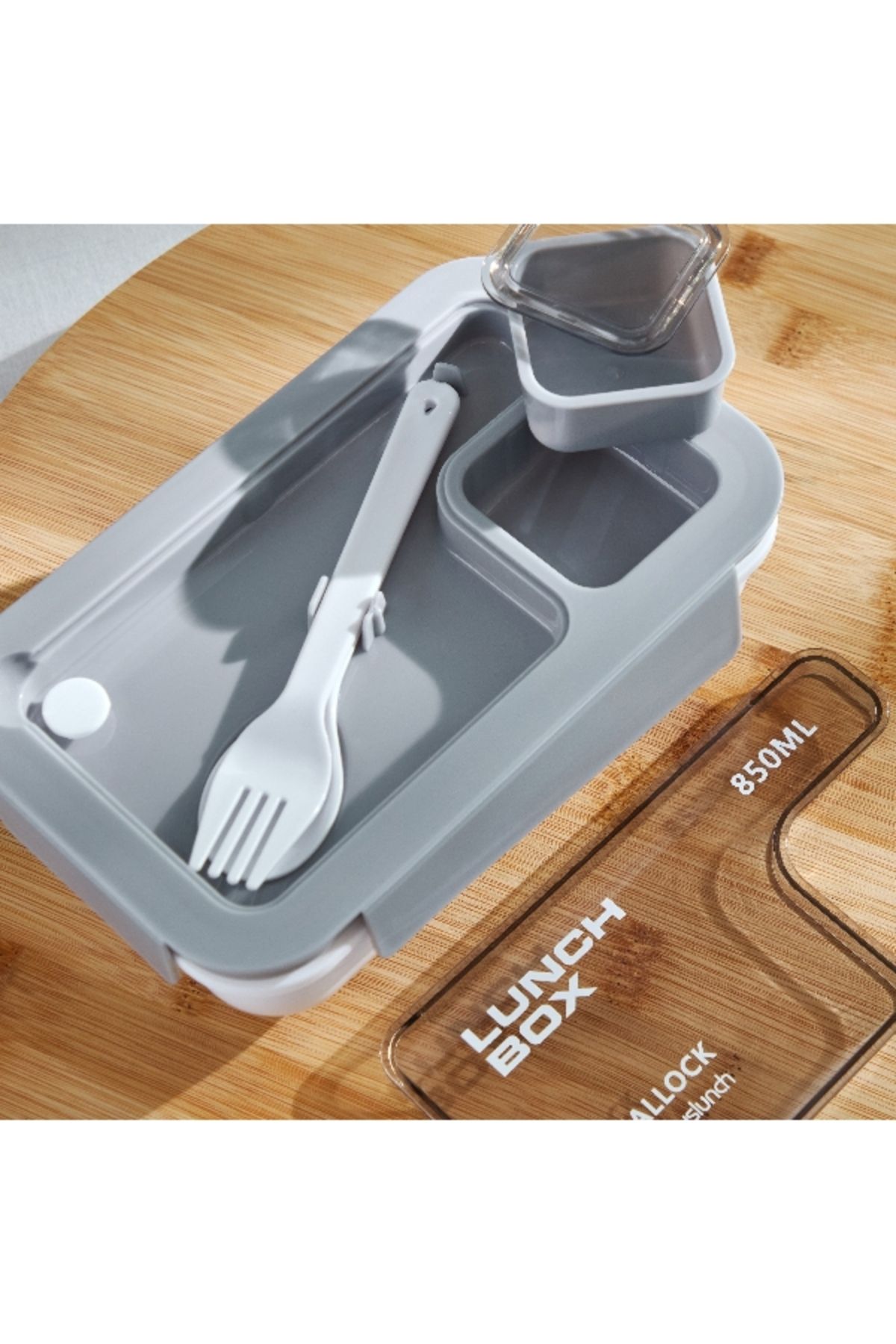 Home Box-Ezra Rectangular Lunch Box with Spoon and Fork - 850 ml 3