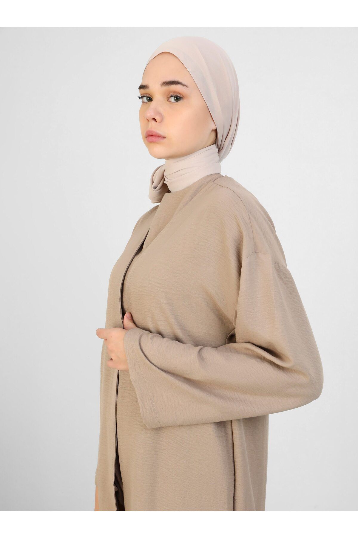 Refka-Latte Color Blouse Tunic Ferace Set - Refka 2