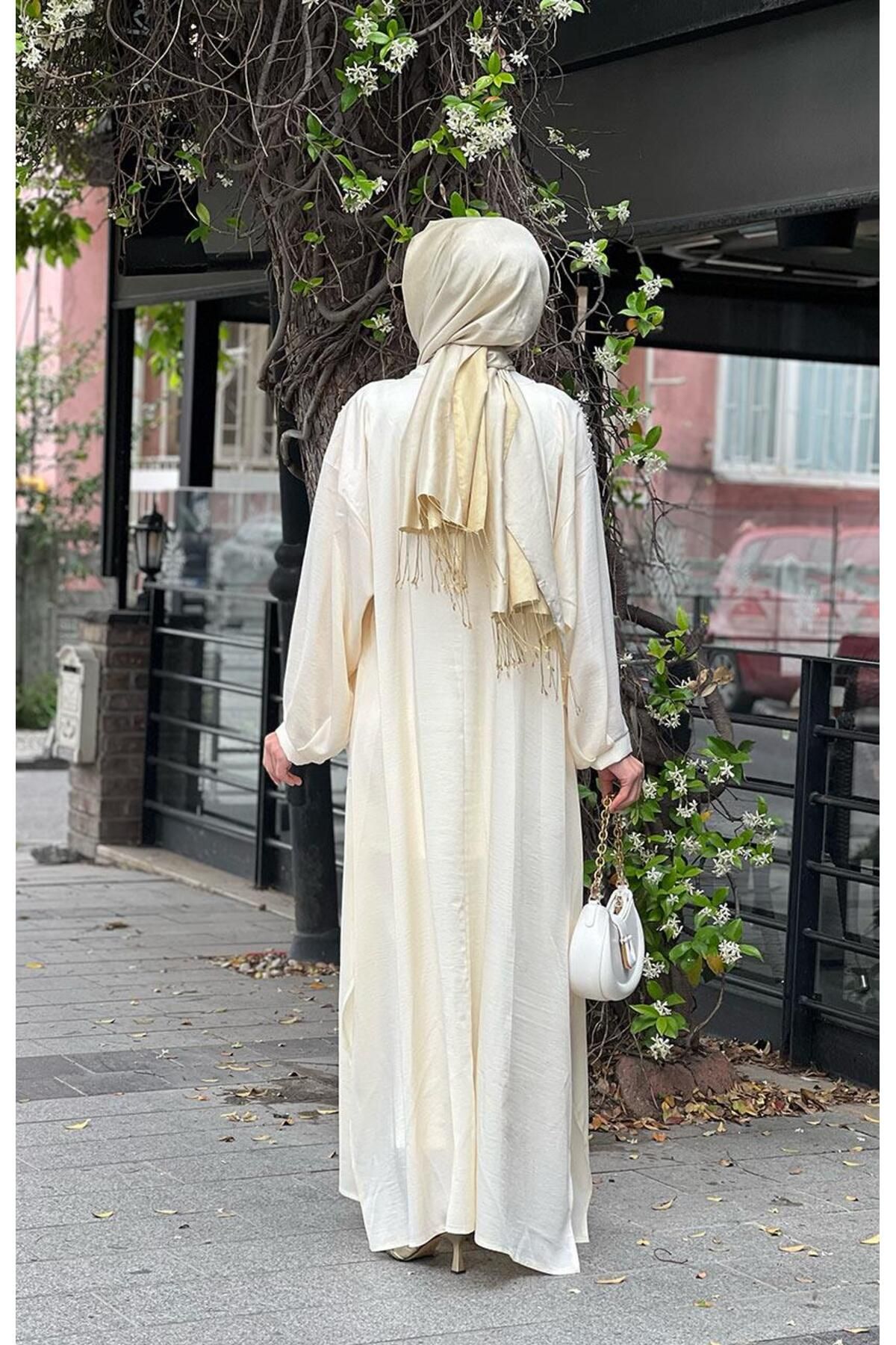 Ceremony-Cap & Abaya - Beige - Basic 3