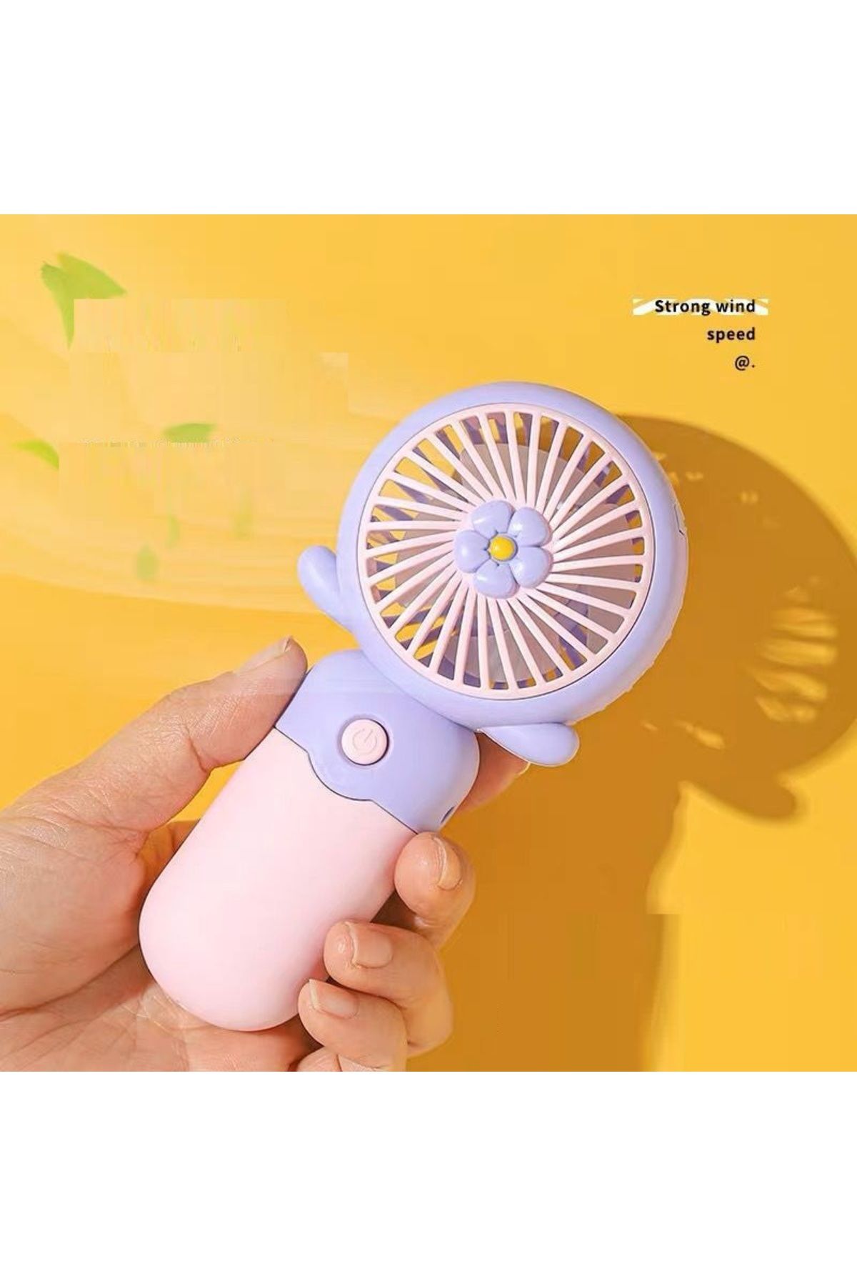 Livava Çiçekli Mini Fan Şarj Edilebilir, Pembe, 14x7