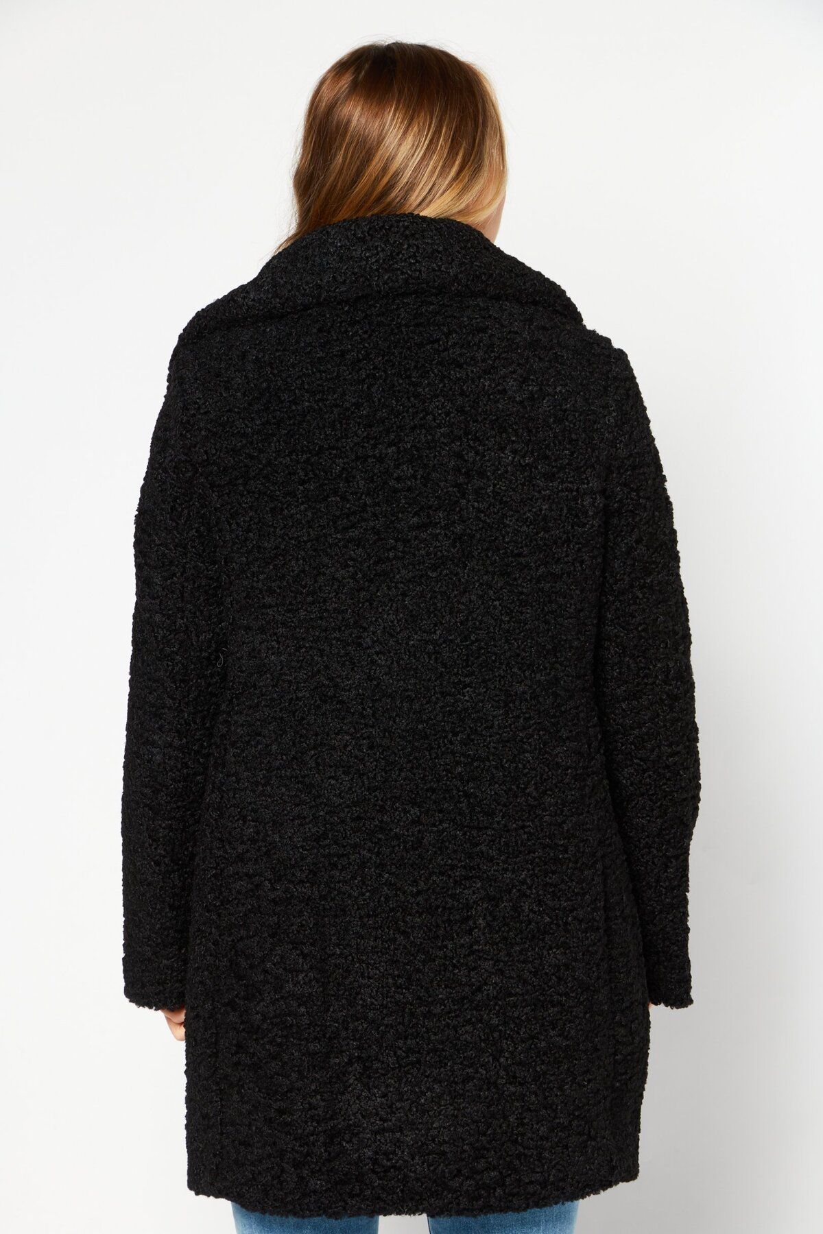 Sam Edelman-Women Faux Fur Shearling Trench Coat, Black 2