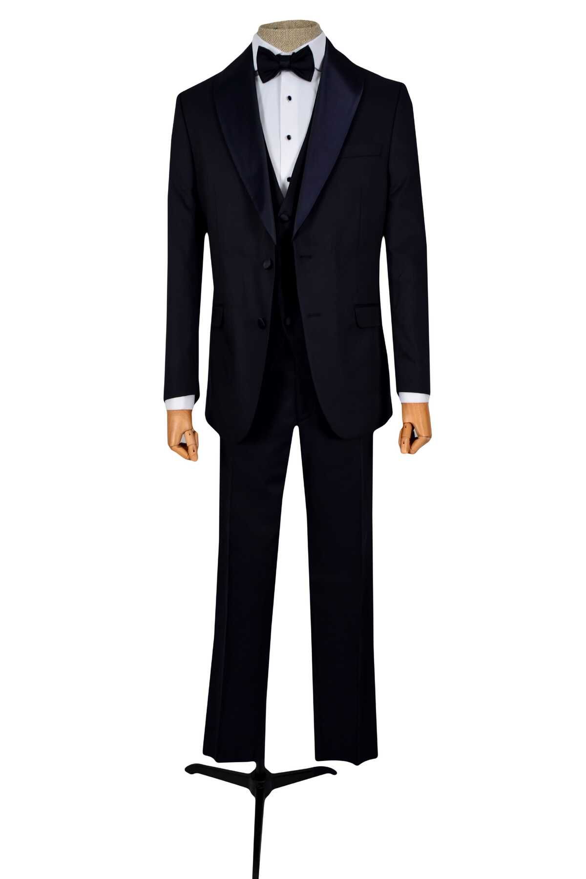 Cengiz İnler-Cengiz Inler Honeycomb Pattern Shawl Collar Double Button Groom Suit 3