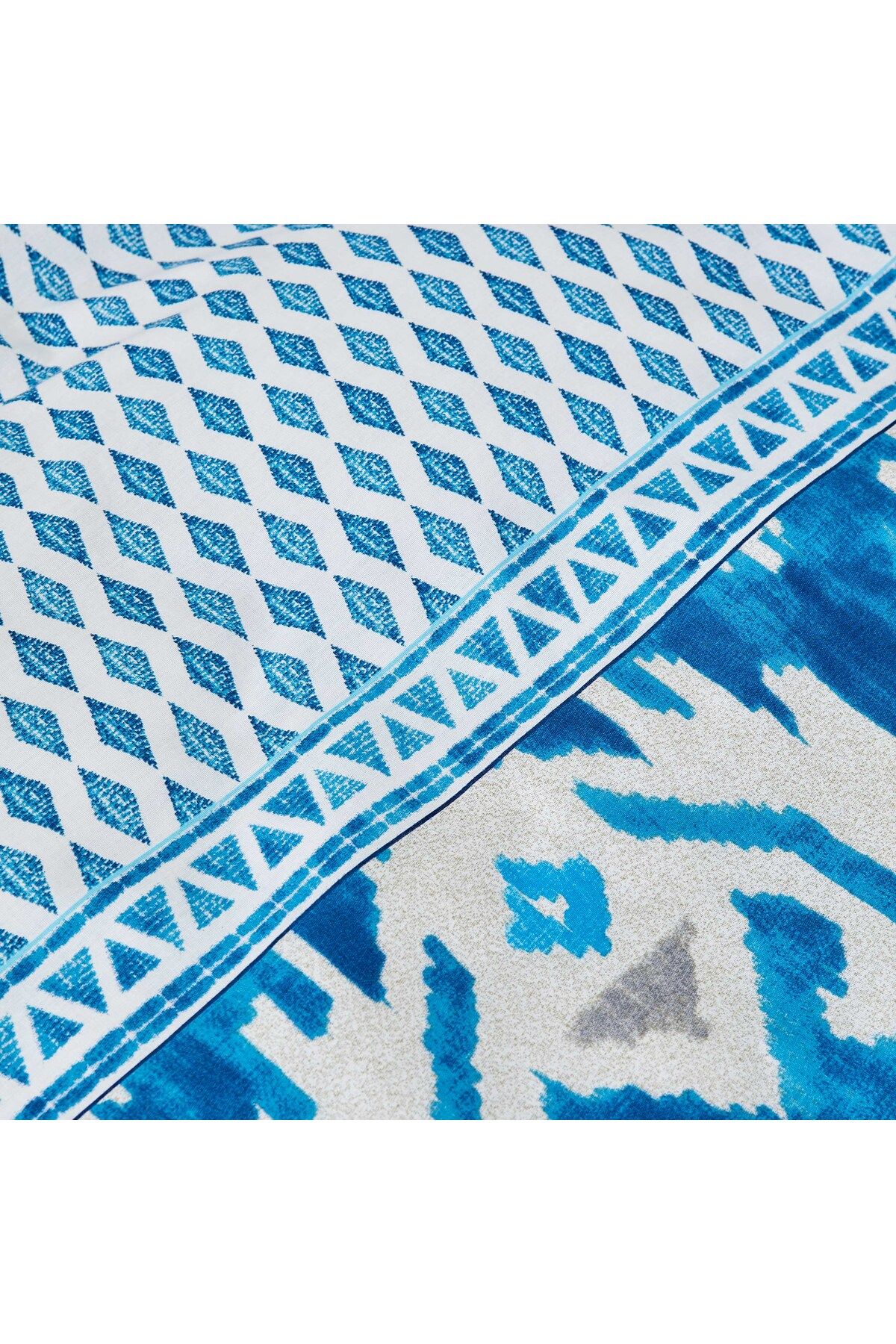 Karaca-Home Neos Blaues Baumwoll-Doppelbettbezug-Set, Bettdecke, Bettlaken, Kissenbezüge, Bettbezug 9
