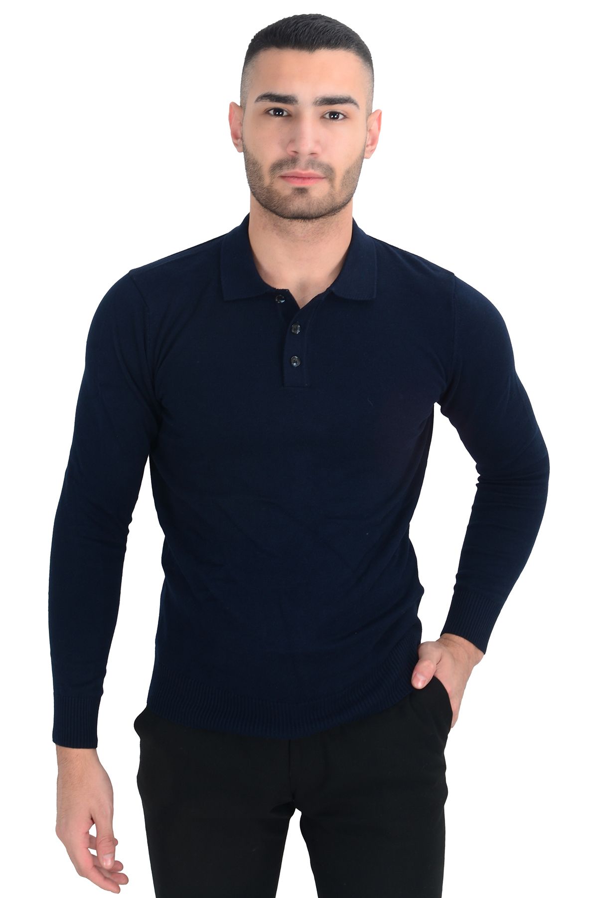 Cengiz İnler-Cengiz Inler Polo Collar Basic Men's Knitwear Sweater 6