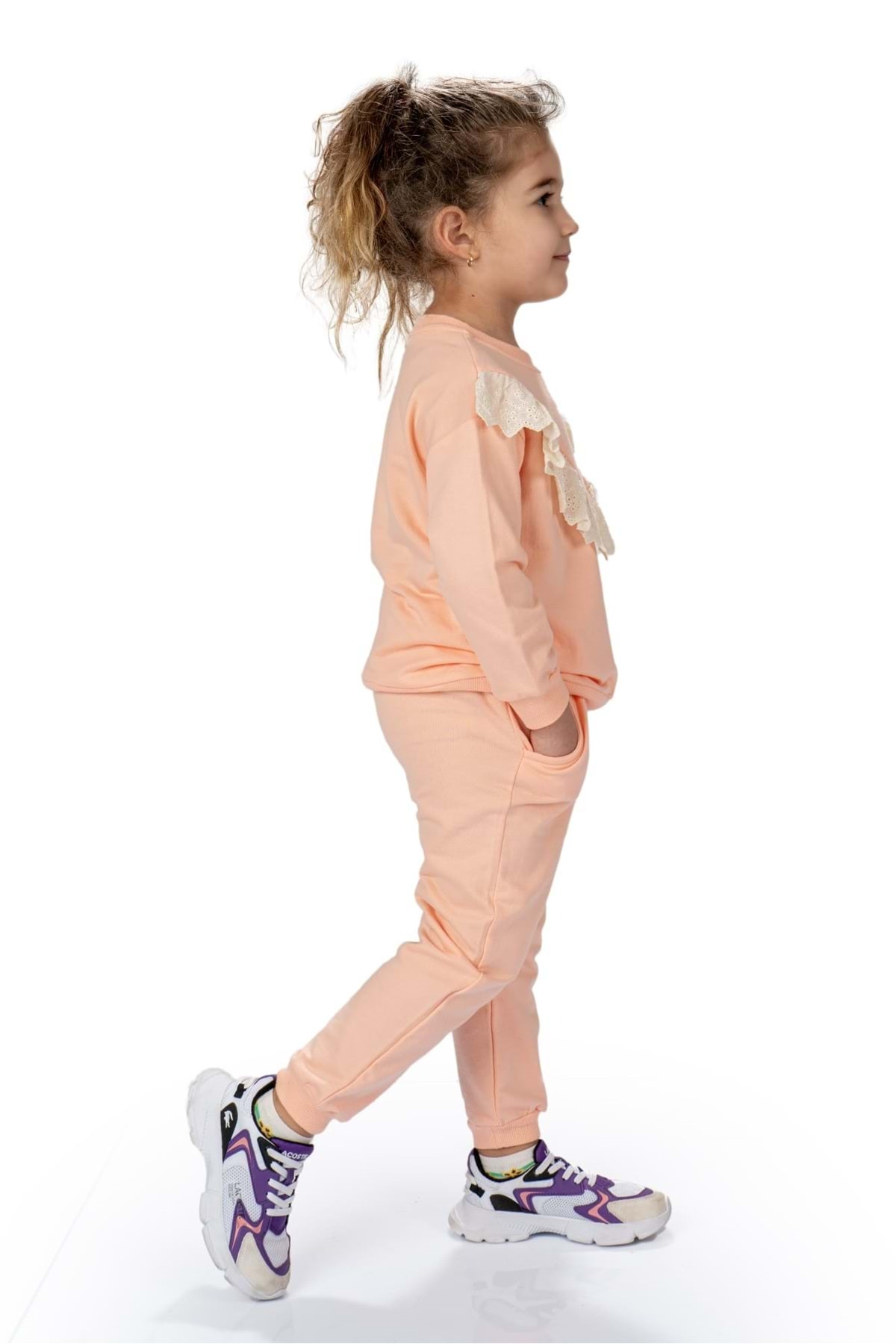 Mnk Baby&Kids Fistolu Bisiklet Yaka İkiiplik Kız Eşofman Takım MNK0573 SOMON fotoğrafı 5 (önizleme)