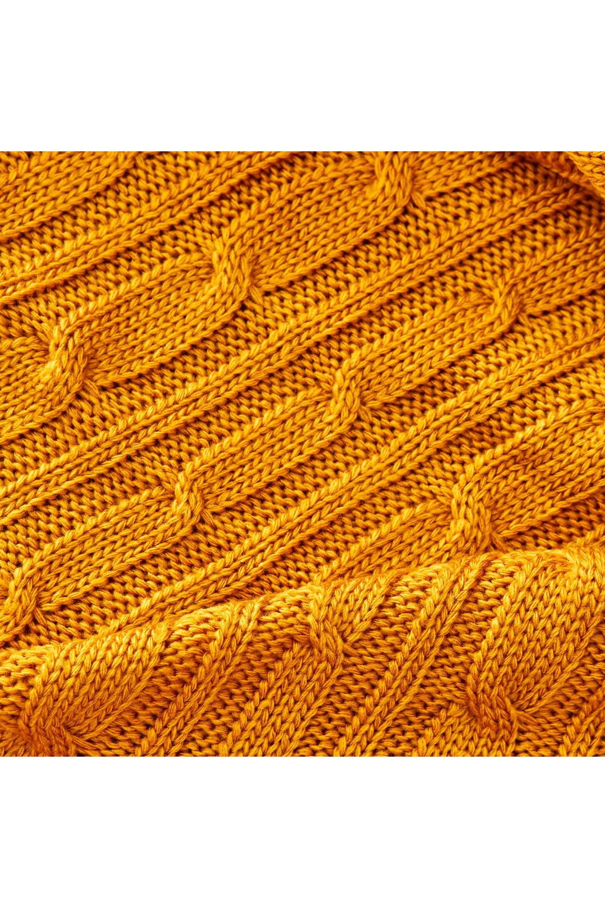 Karaca-Home Ocker Beige Kabelstrıckwıckeldecke (130x170 cm) Weich, Leicht, Hält Warm, Komfortabel, N 6