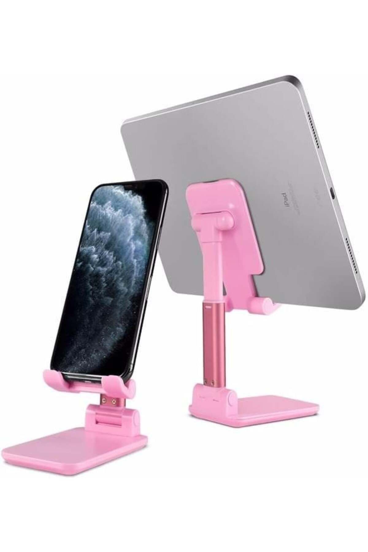 robotrend Pembe Aynalı Cep Telefonu Sabitleyici Stand Katlanabilir Ayarlanabilir Telefon Standı (4906)