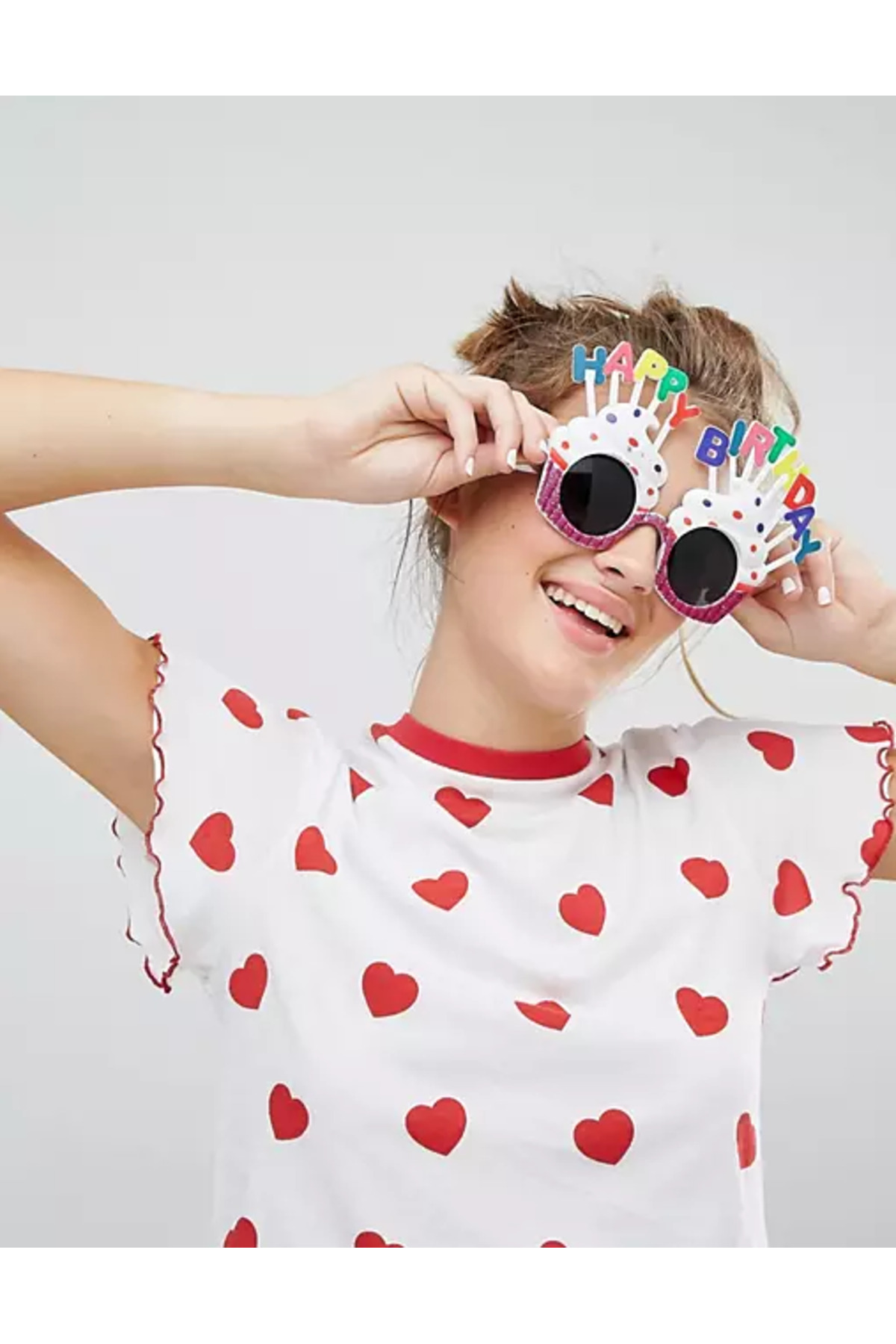 Ethab Ticaret-Happy Birthday Written White Fuchsia Color Party Glasses 12X7 cm (4457) 3