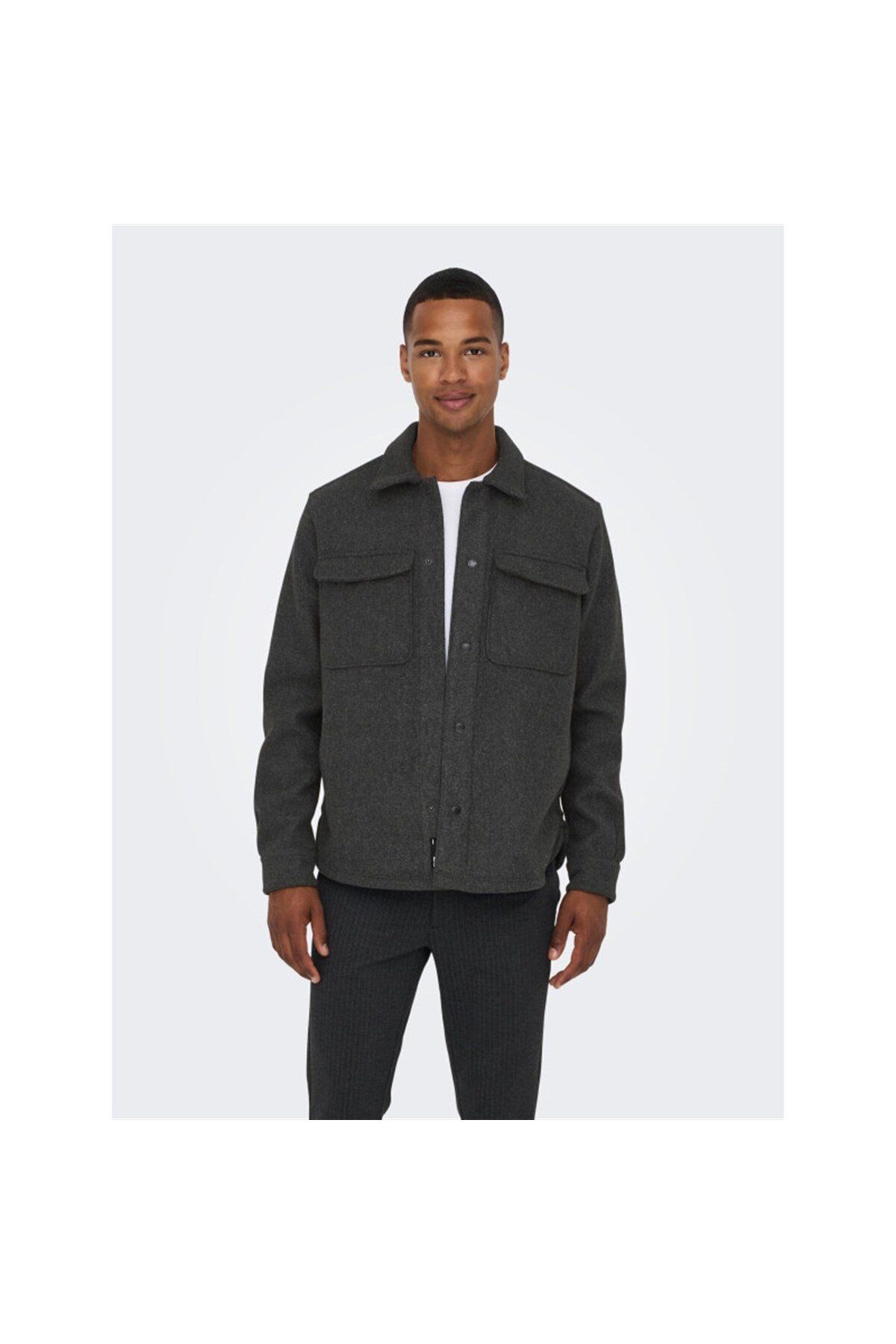 Only & Sons 22023564 Tricou Onsash Ovr Woolen Look Pkt Ls - Noos Masculin - XL