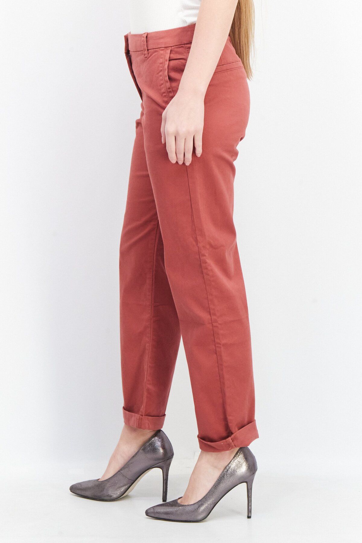 Esprit-Women 30 Long Solid Chino Pants, Barn Red 3