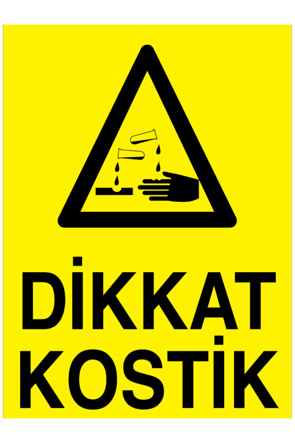 Uytab Dikkat Kostik Uyarı Tabelası - 20x30 Alüminyum Kompozit Panel - KM18