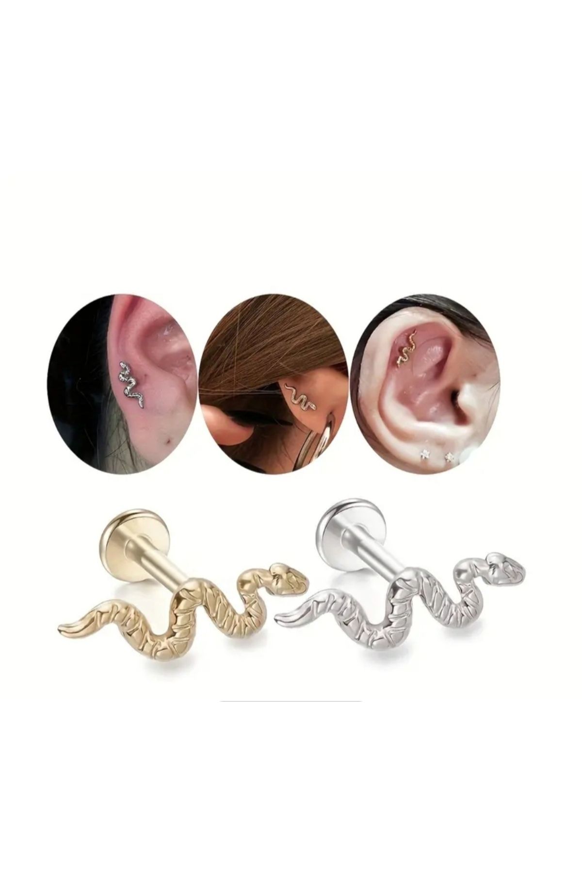 DCPİERCİNG-Snake Steel Helix Conch Piercing - Tragus Design 2