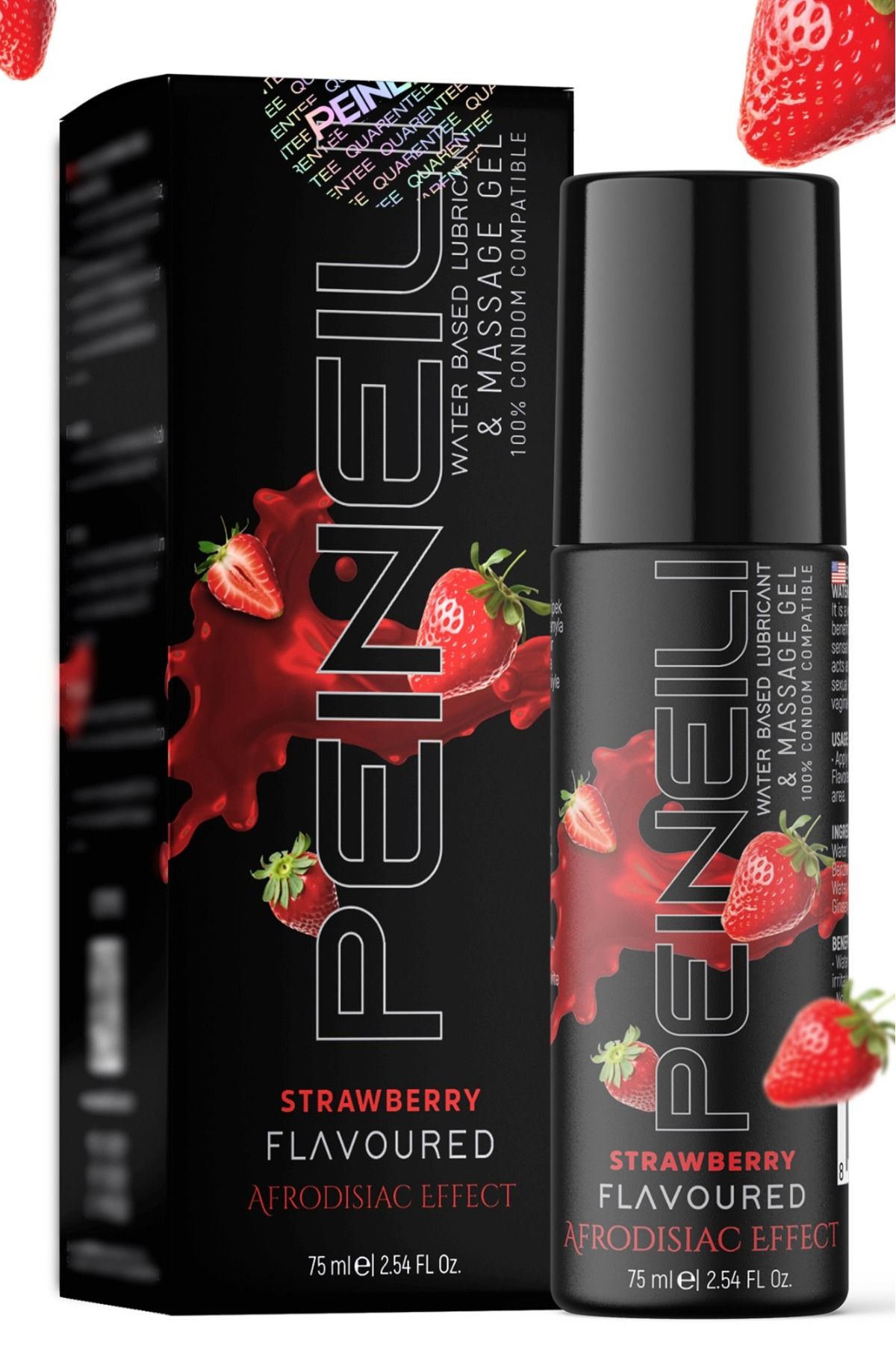 PEINEILI Çilekli Kayganlaştırıcı Masaj Jel Su Bazlı 75 ml Strawberry Lubricant Massage Gel Water Based