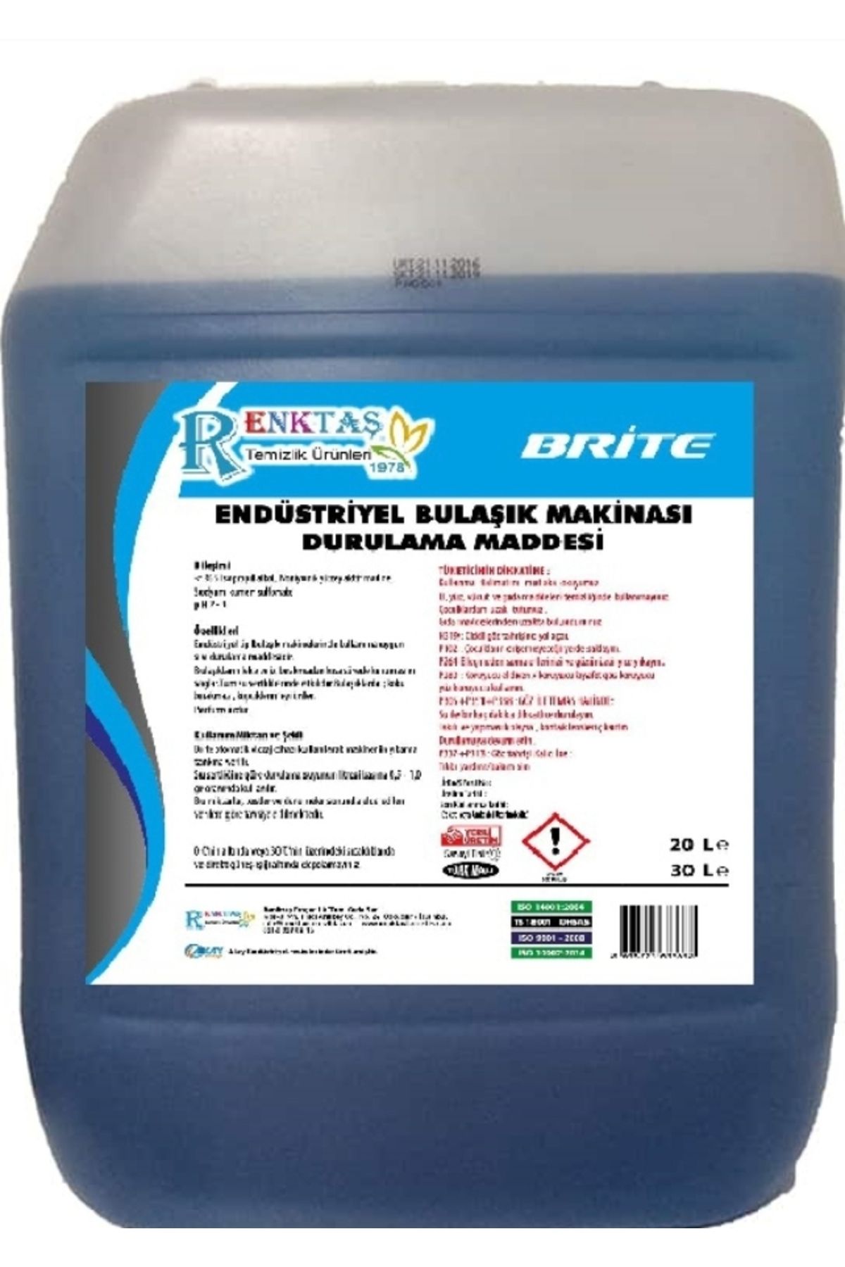 renktaş Renktaş sanayi tip bulaşık makinesi parlatıcısı 20 kg.