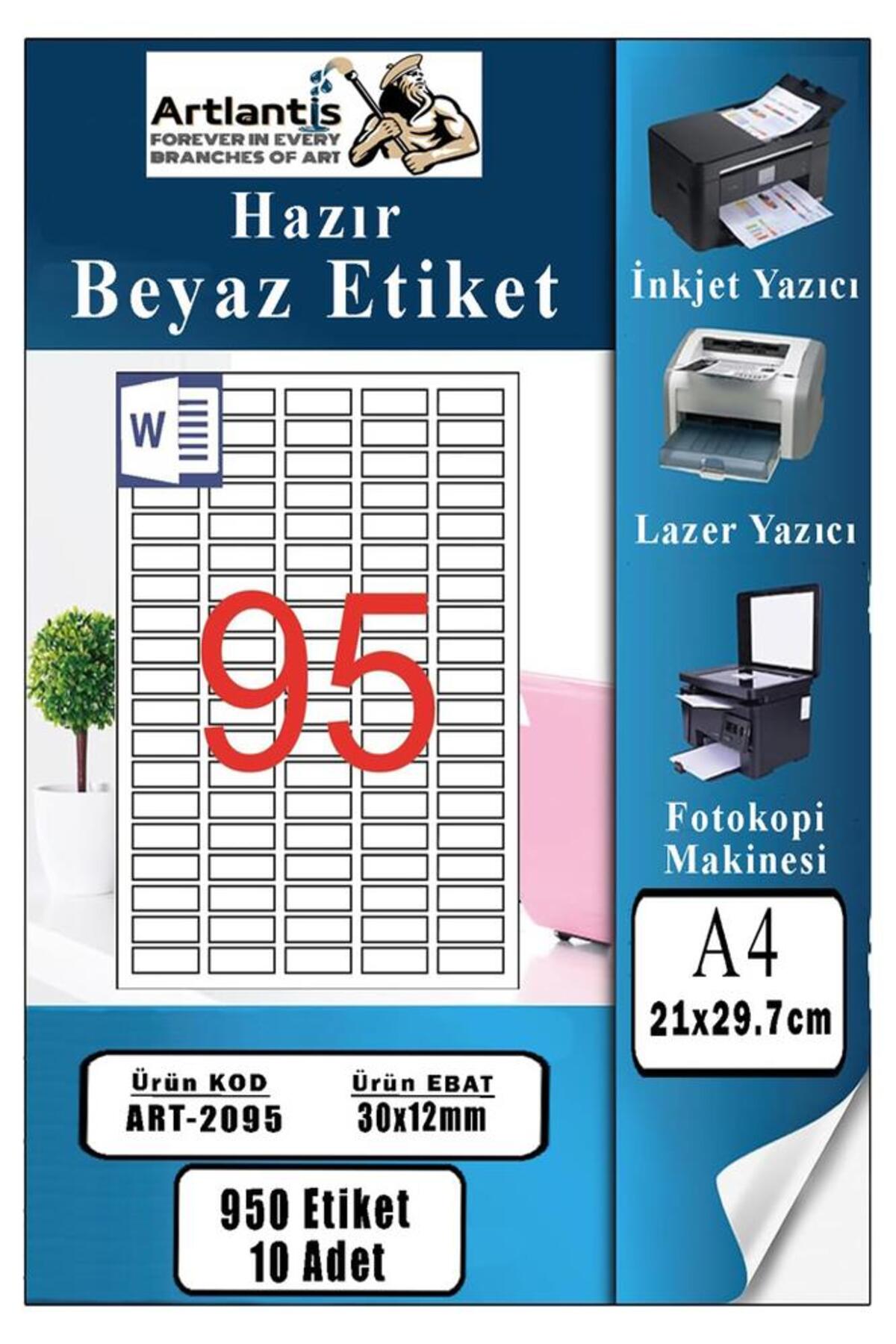 Artlantis A4 Hazır Etiket 30x12 mm 10 Sayfa 1 Paket 95 li