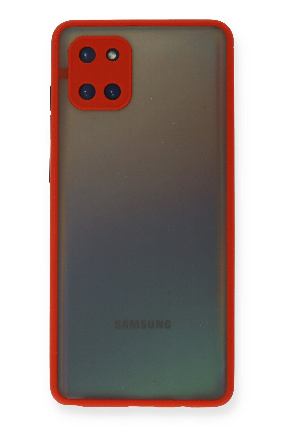 cepmoda SAMSUNG NOTE 10 LİTE/A81 | Buzlu Şeffaf Silikon Mat Telefon Kılıfı – Darbeye Dayanıklı - KIRMIZI