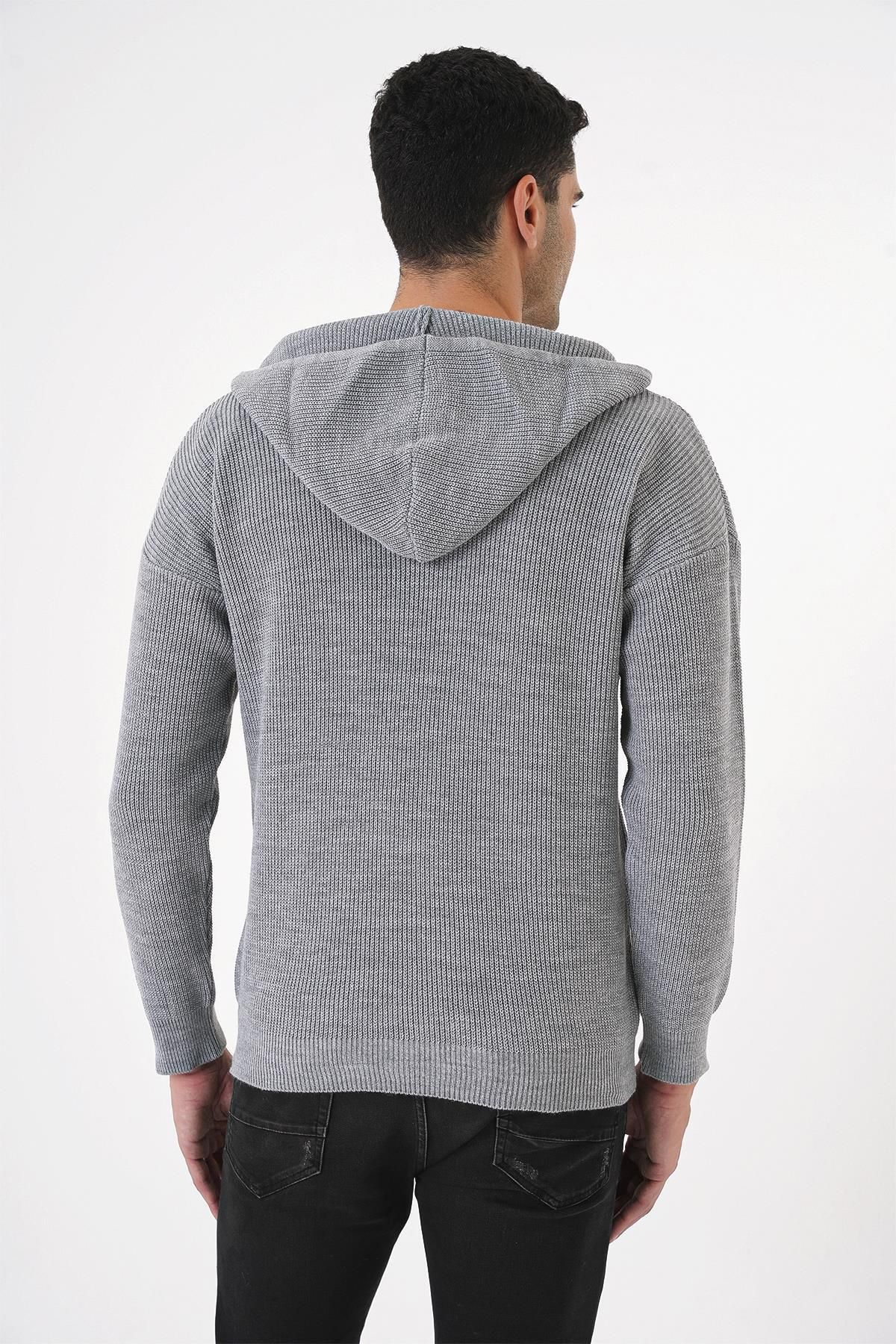 CHUBA-Men's Gray Knitwear Sweater - Thessaloniki Knit, Hood and Pocket, Standard Cut 25W2002 5