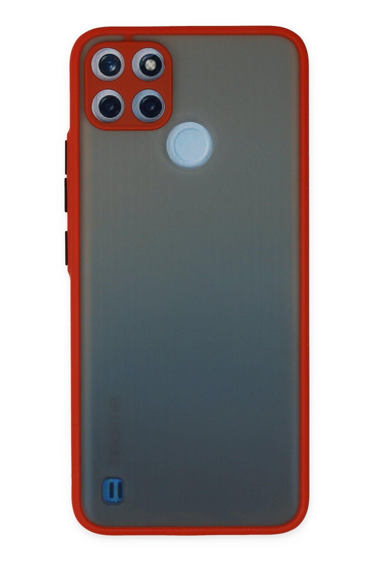 cepmoda REALME C21Y | Buzlu Şeffaf Silikon Mat Telefon Kılıfı – Darbeye Dayanıklı - KIRMIZI