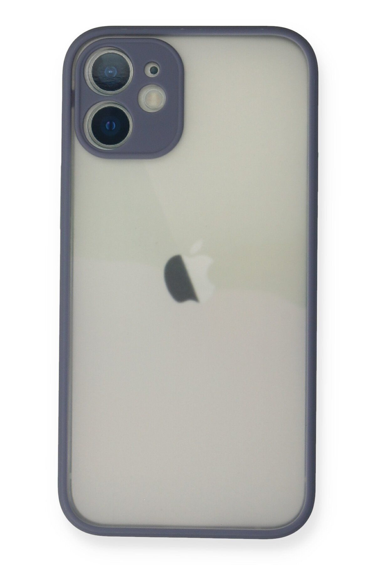 cepmoda iPhone 12 | Buzlu Şeffaf Silikon Mat Telefon Kılıfı – Darbeye Dayanıklı - GRİ