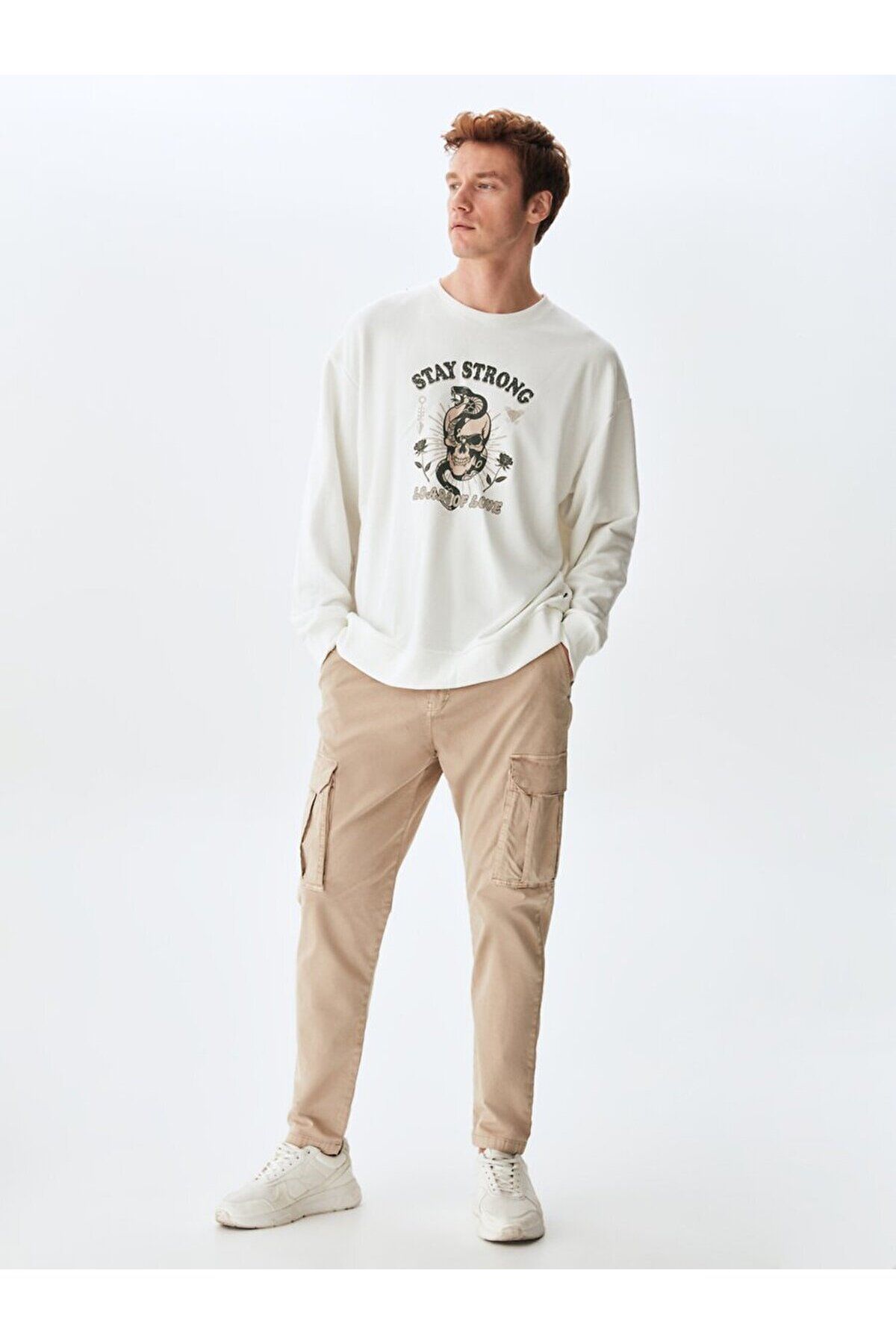 Ltb-Graphic Printed Slogan White Sweatshirt 1