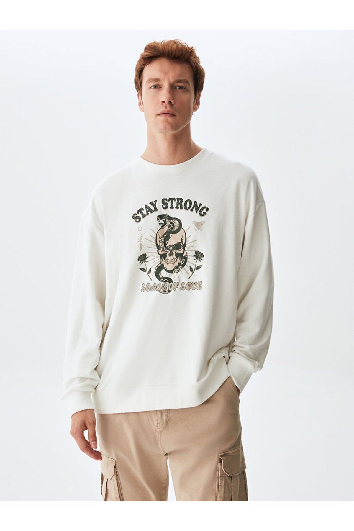 Ltb-Graphic Printed Slogan White Sweatshirt 2