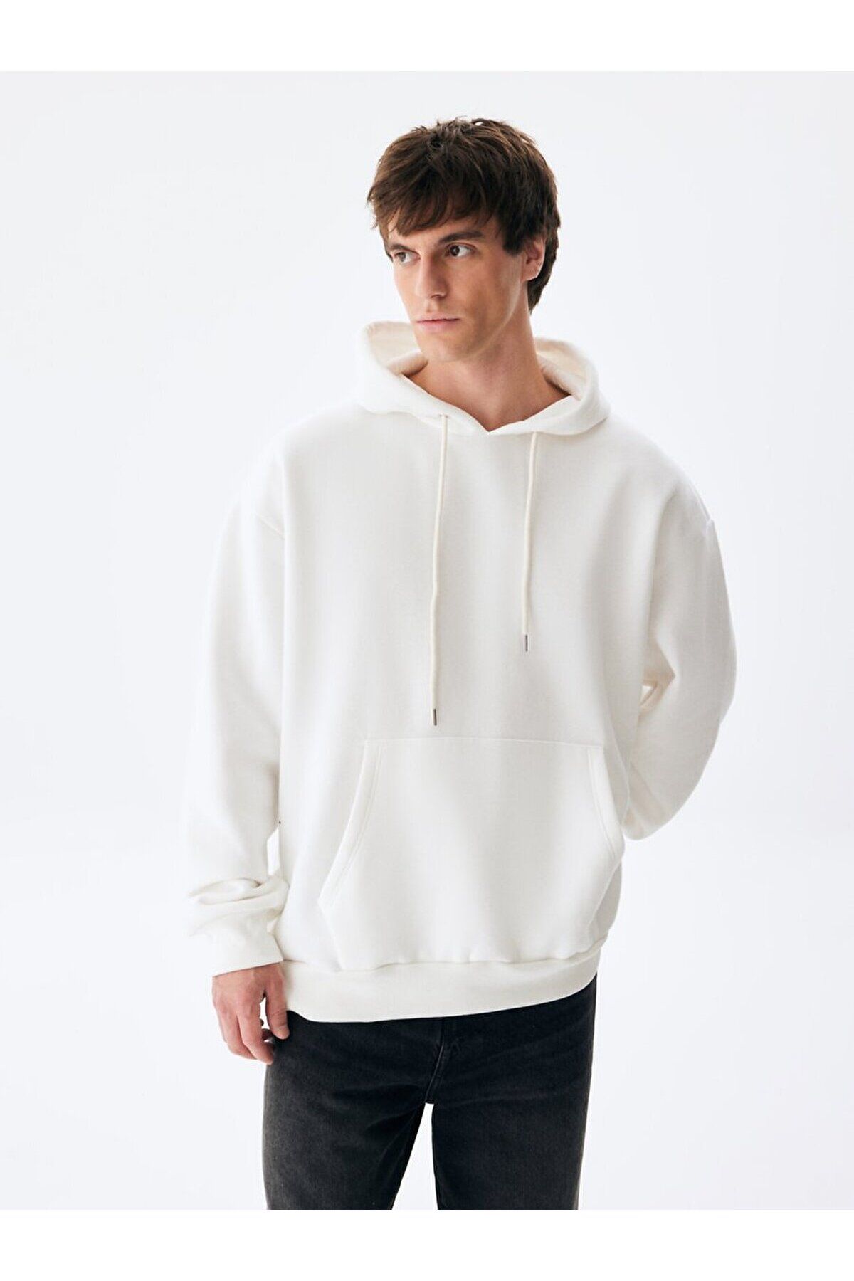 Ltb-Graphic Printed Hooded White Sweatshirt 3