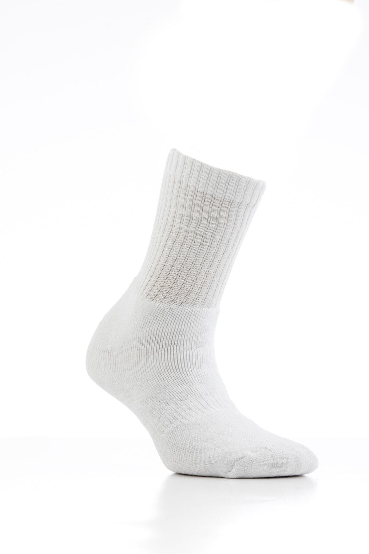 SİERNA Profesyonel Basketbol Tenis Beyaz Unisex Havlu Spor Çorabı srn-004331