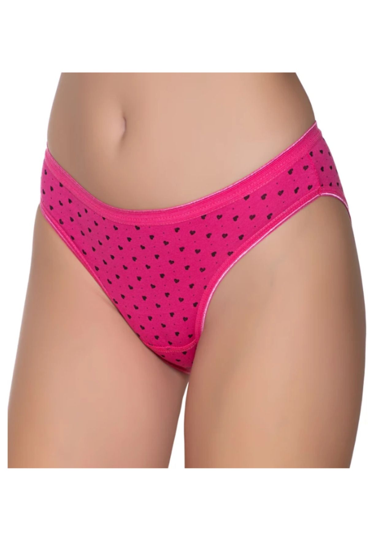 SİERNA Kadın Renkli Likralı Kalpli Noktalı Bikini Külot 6'Lı Paket srn-003568