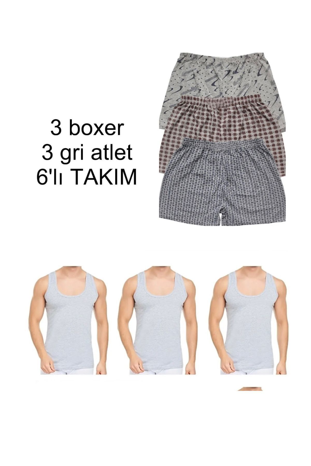 SİERNA 6LI ATLET BOXER KARIŞIK İÇ ÇAMAŞIR TAKIMI -SR0001