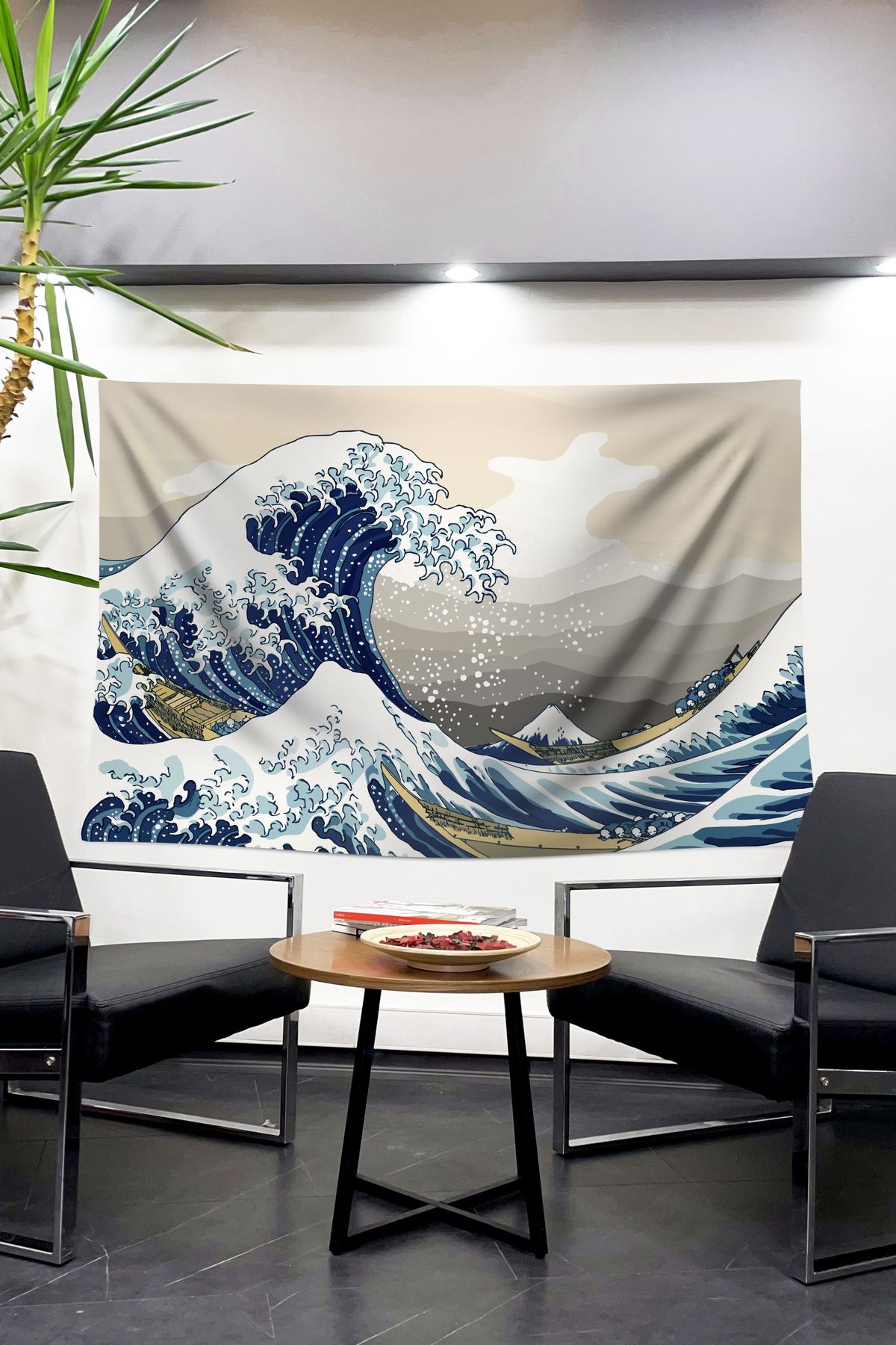 Dokumio " The Great Wave off Kanagawa " Efsanevi Dalgaların Gücünü Evlerinize Taşıyın! Duvar Örtüsü Tapestry