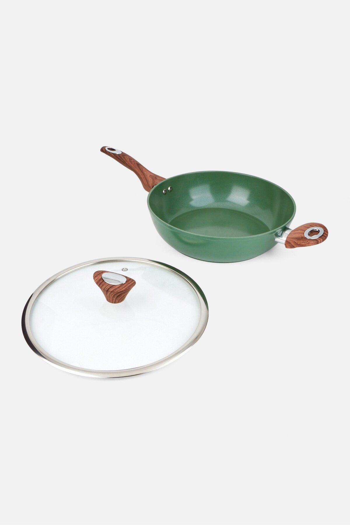 Phantom Chef-11inch Deep Fry Pan With Lid, Green 3