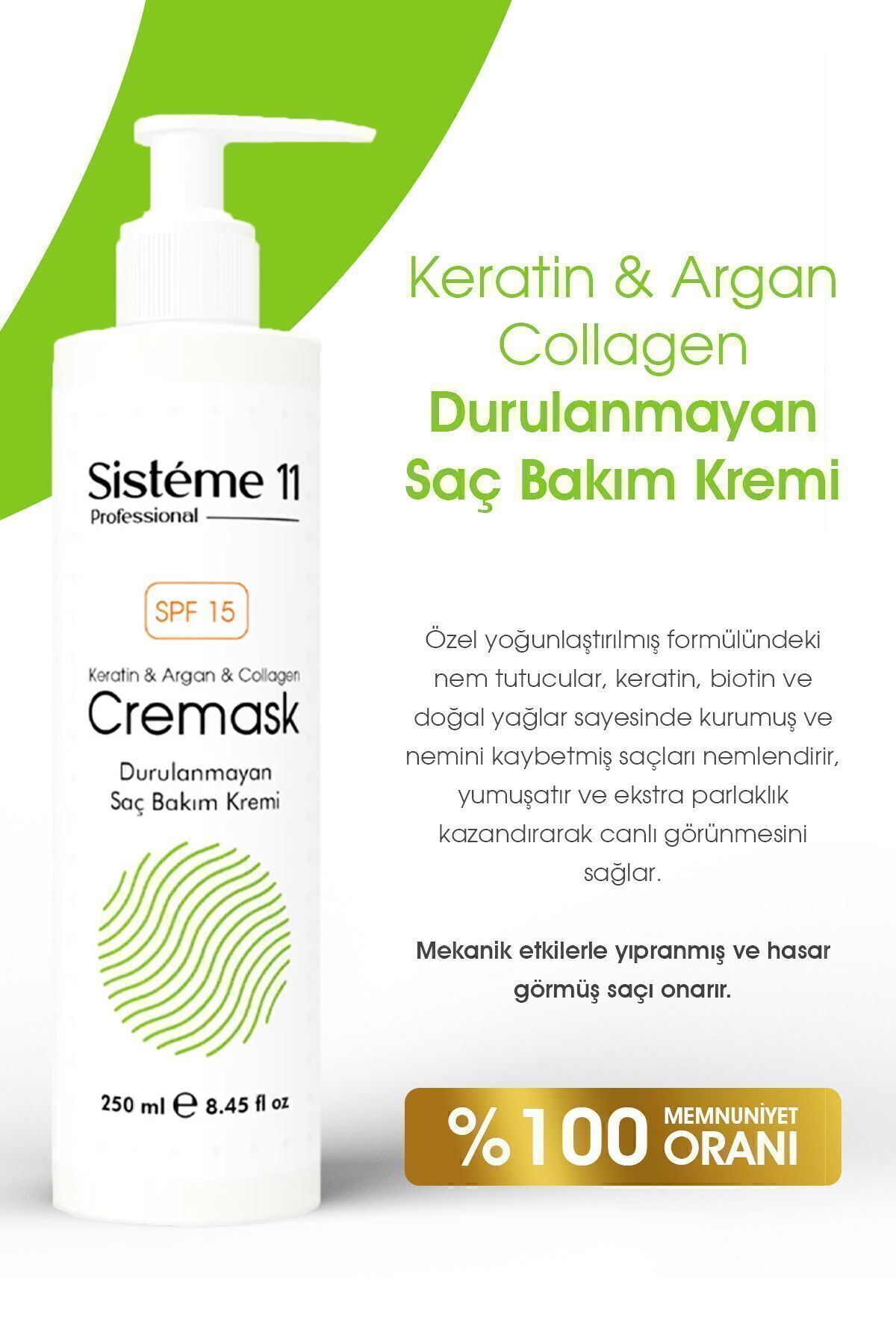 Sistéme 11 Argan& Keratin Bağ Onarıcı Ve Şekillendirici Saç Bakım Kremi 250 ml 8684091004141