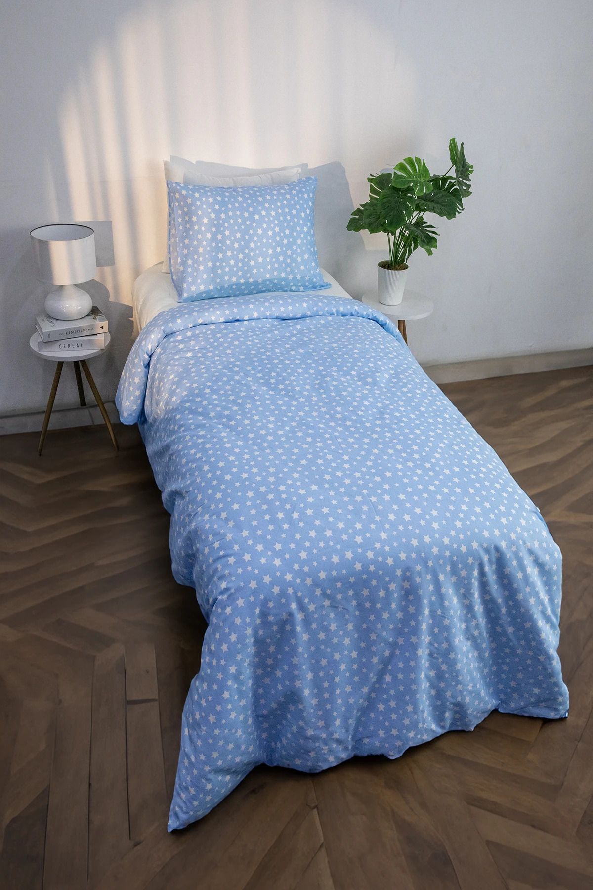 FAVORA-Blue Mimosa Cotton Ranforce Single Duvet Cover Set 5