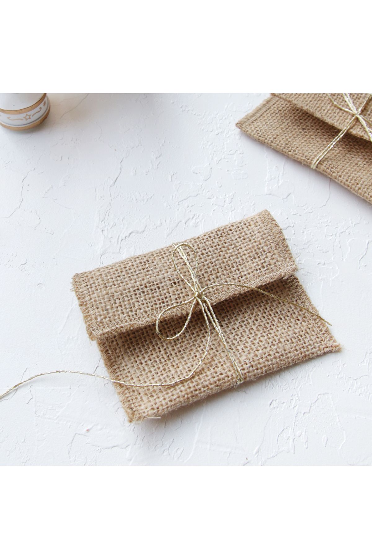 Bimotif-10 Tiny Jute Envelopes - 7X10 cm 3