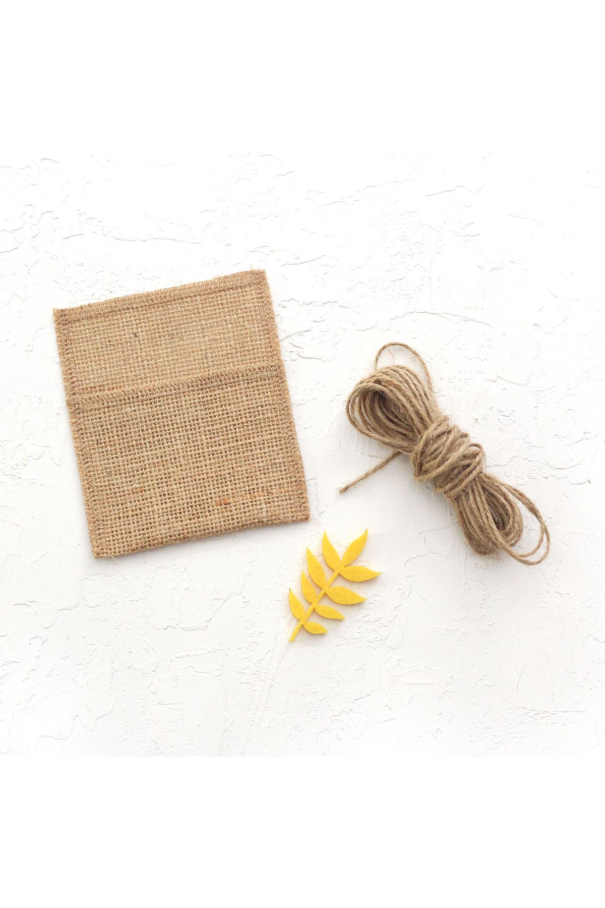 Bimotif-Felt Leaf Tiny Jute Envelope, 7x10 Cm Yellow (20 PCS) 3