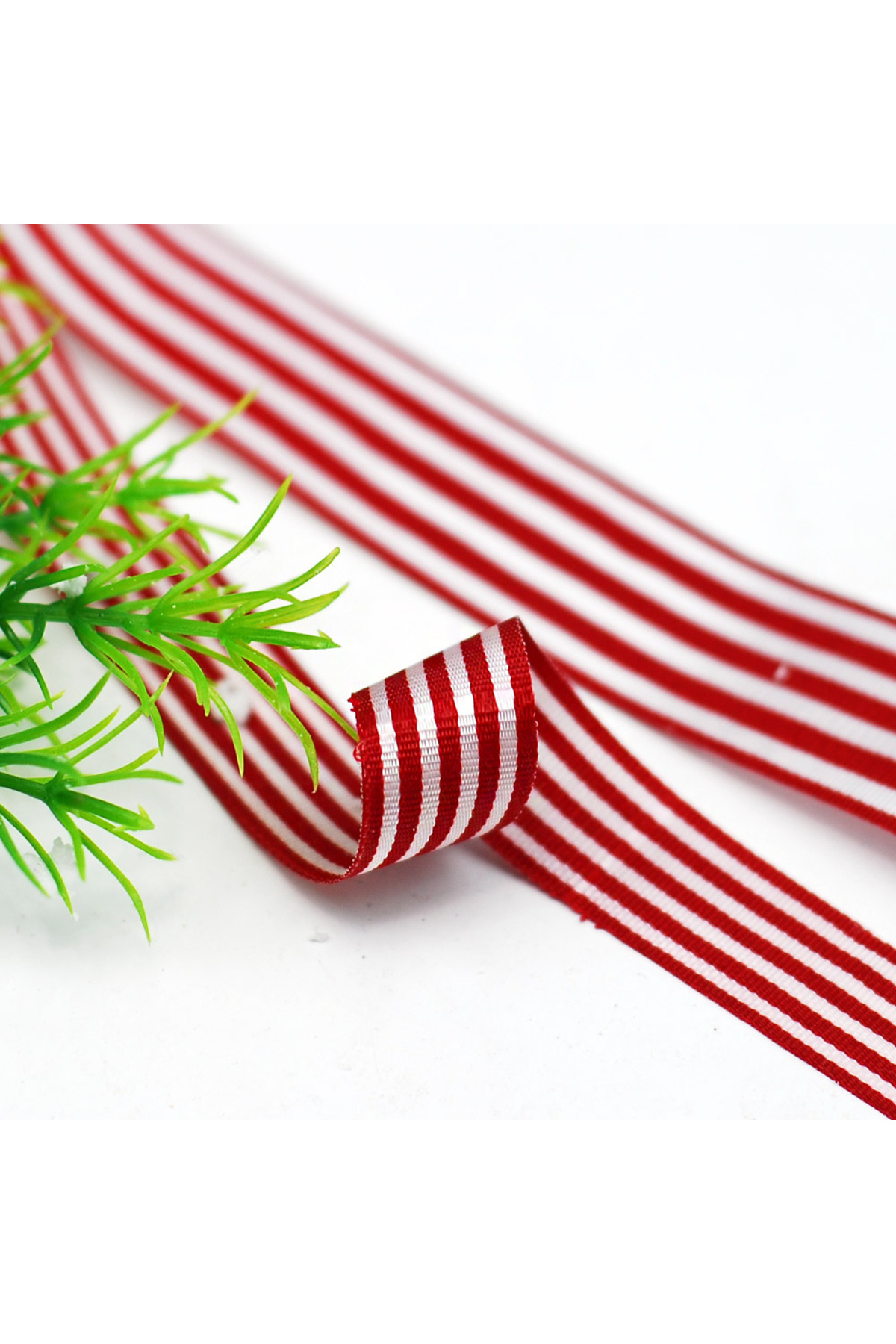 Red White Striped Taffeta Ribbon, 25 Mm 2 Meters