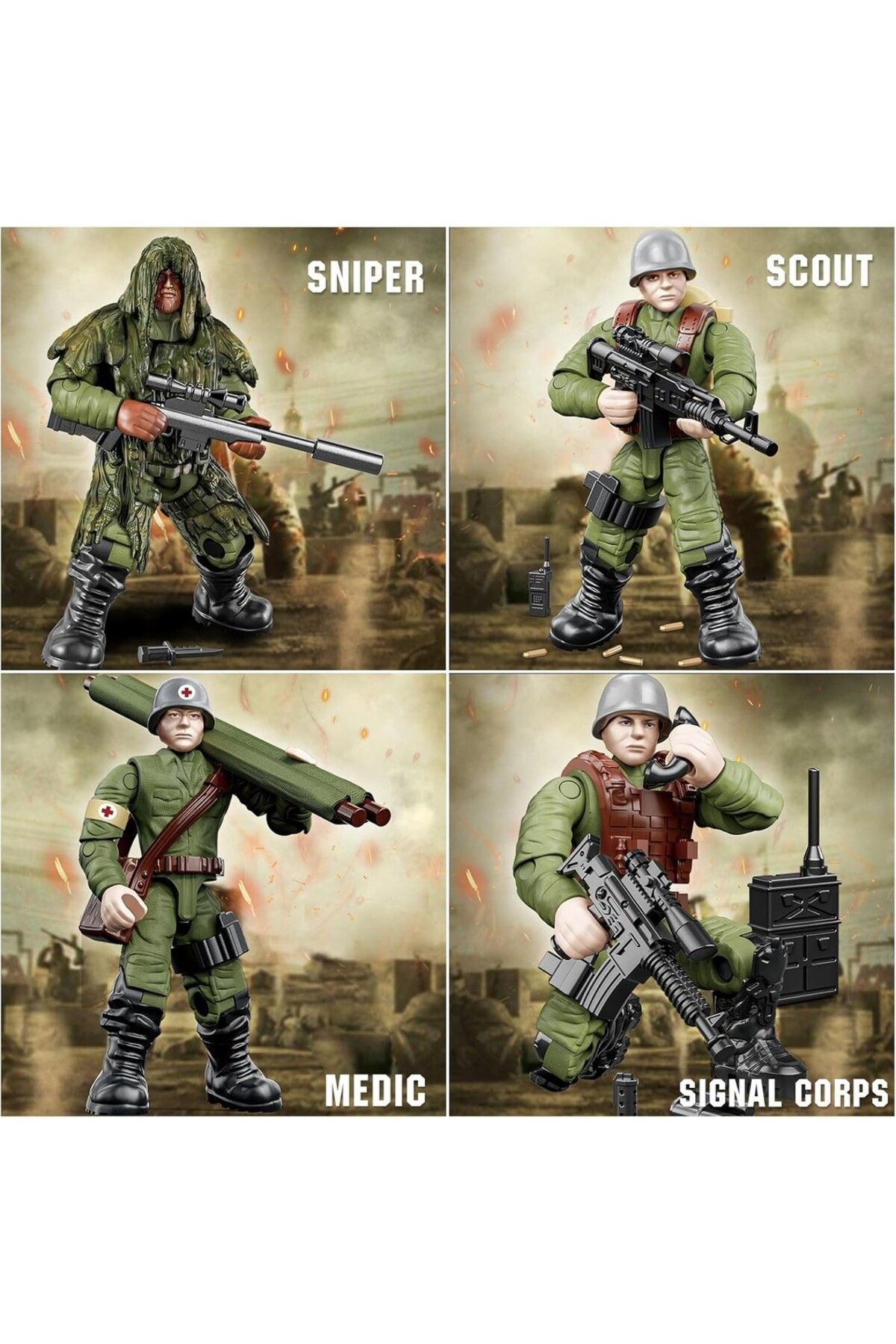 VARSTHREE-8 Pieces Mini Soldier Action Figures Set - Army Model Building Blocks Toy 2