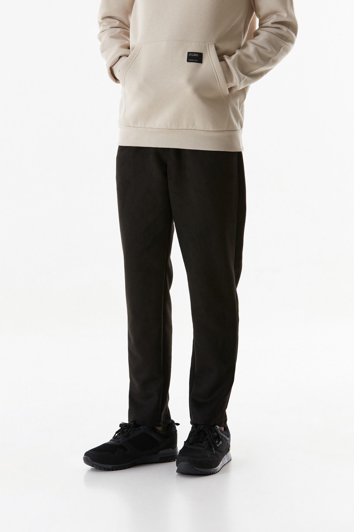 Fulla Moda-Pantaloni din piele intoarsa cu talie elastica 2