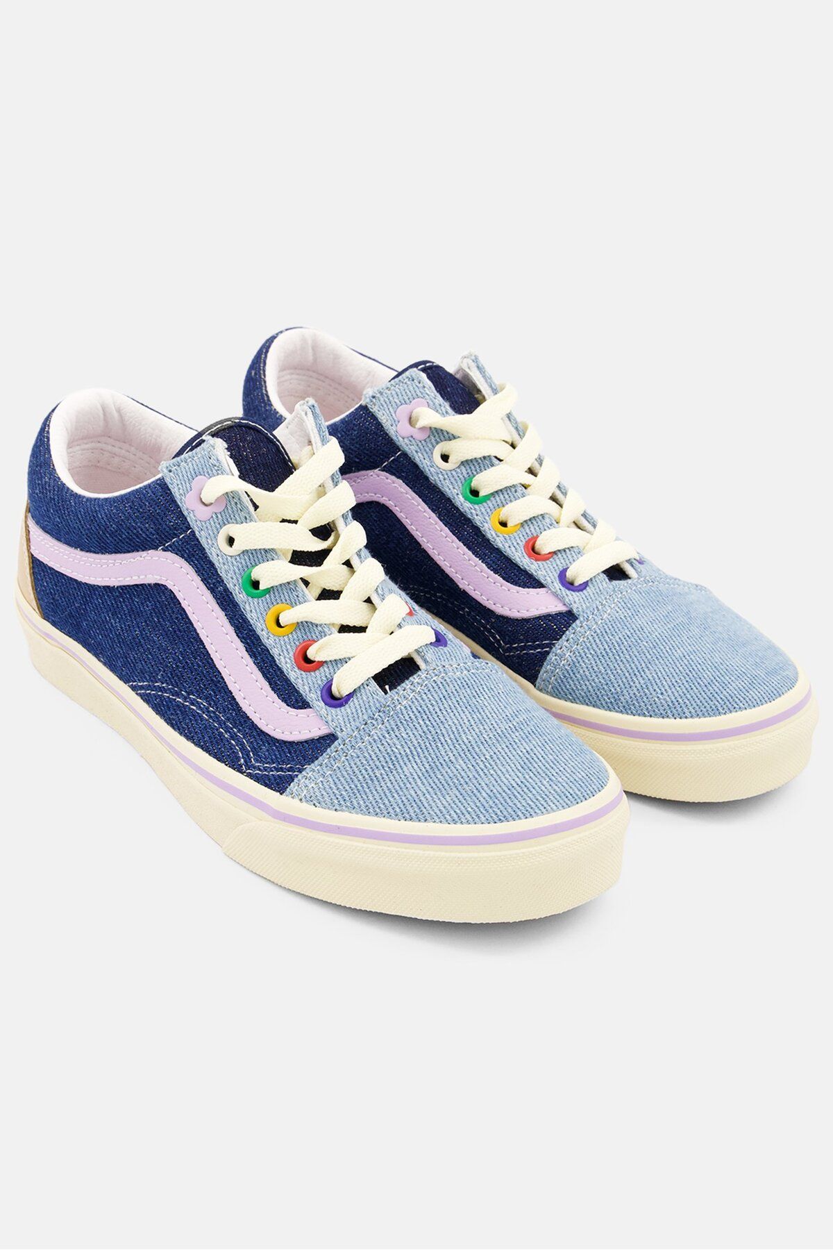 Vans-Women Old Skool Lace Up Sports Shoes, Blue Combo 1