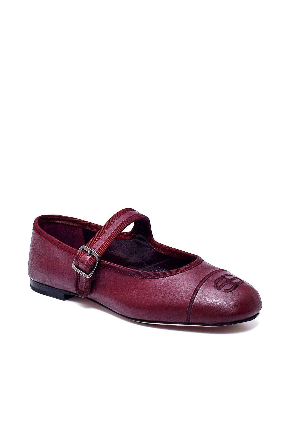 Sofia Baldi-Erica Claret Red Leather Women's Flat Shoes 2