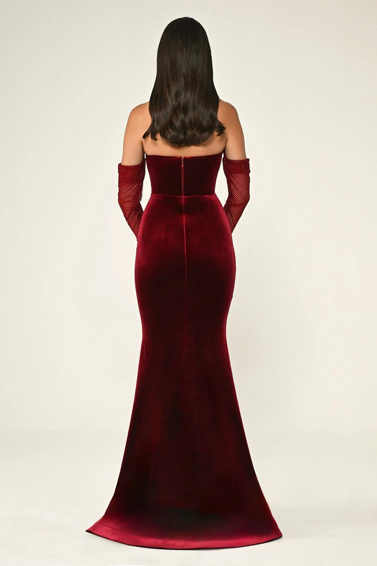 Women Burgundy Notch Collar Full Sleeves Dress