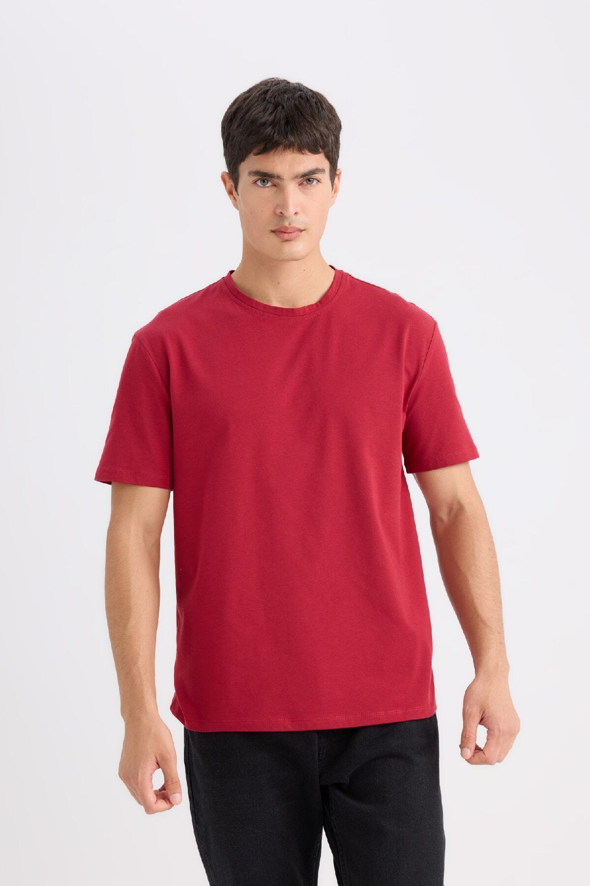 DeFacto-New Regular Fit Crew Neck Basic Plain Short Sleeve T-Shirt E1091Axns 1