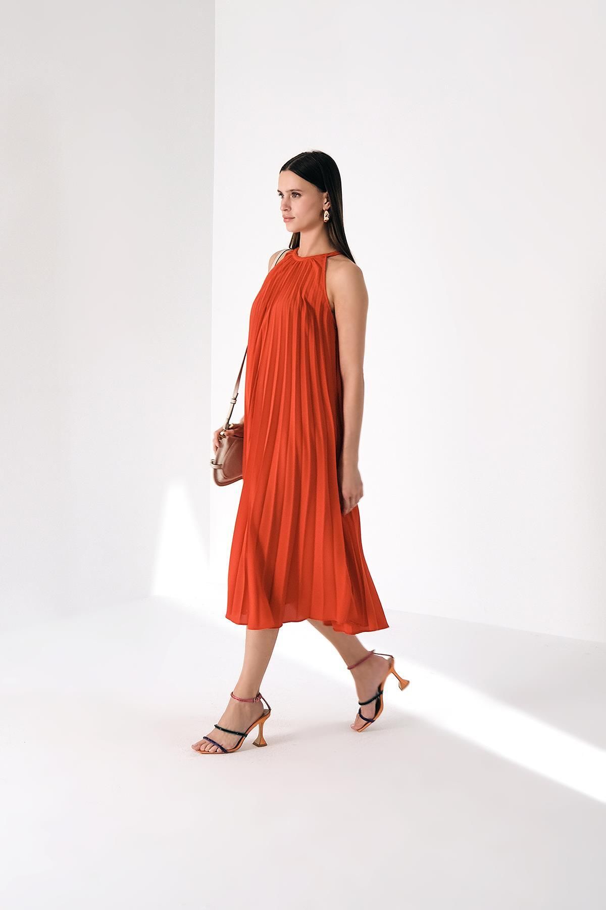 EXPLOSION-Midi Length Dress with Pleated Swim Collar 4