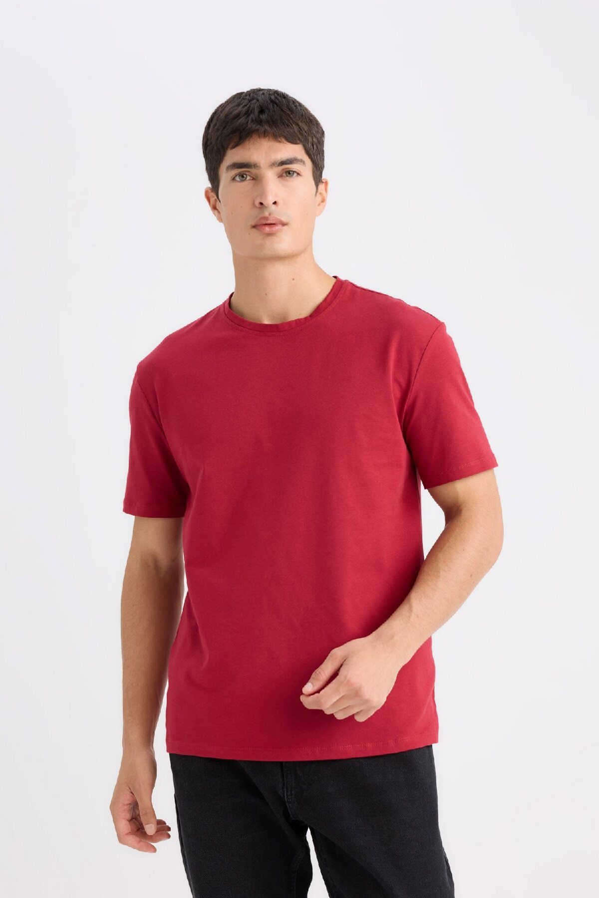 DeFacto-New Regular Fit Crew Neck Basic Plain Short Sleeve T-Shirt E1091Axns 3