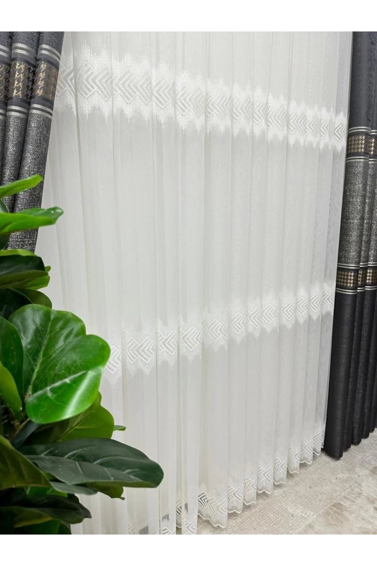 NİVEMESHOME-Nivemeshome Lucca 1/3 Frequent Pleated Tulle Curtain Apm 2